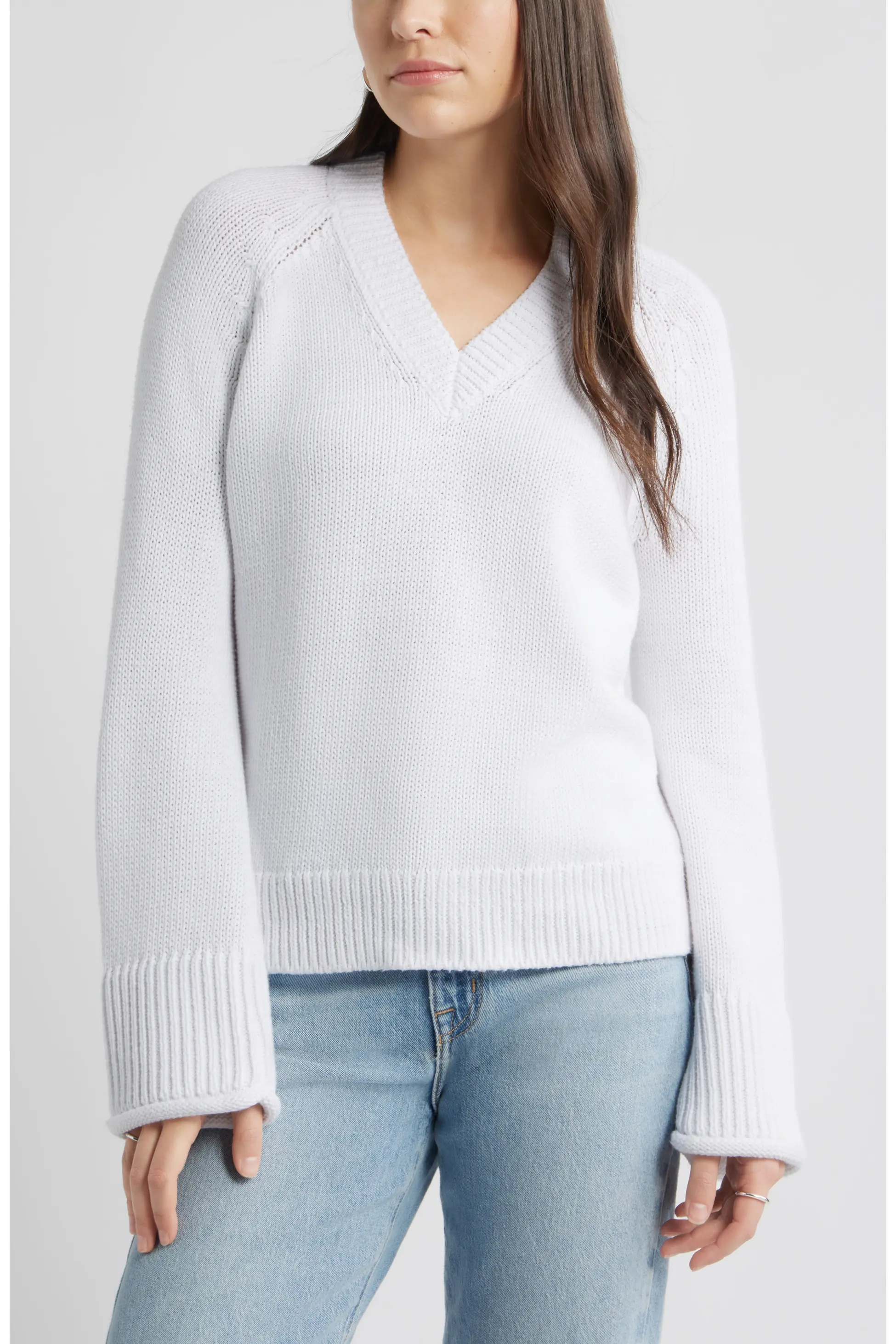 Caslon&amp;lt;sup&amp;gt;&amp;reg;&amp;lt;/sup&amp;gt;, Oversize V-Neck Cotton Sweater