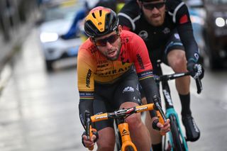 BahrainMcLarens British rider Mark Cavendish competes in the GentWevelgem In Flanders Fields one day cycling race 2325 km from Ypres to Wevelgem on October 11 2020 in 2020 in Ypres Photo by DIRK WAEM BELGA AFP Belgium OUT Photo by DIRK WAEMBELGAAFP via Getty Images
