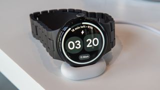 Pixel Watch 4 on the sharger