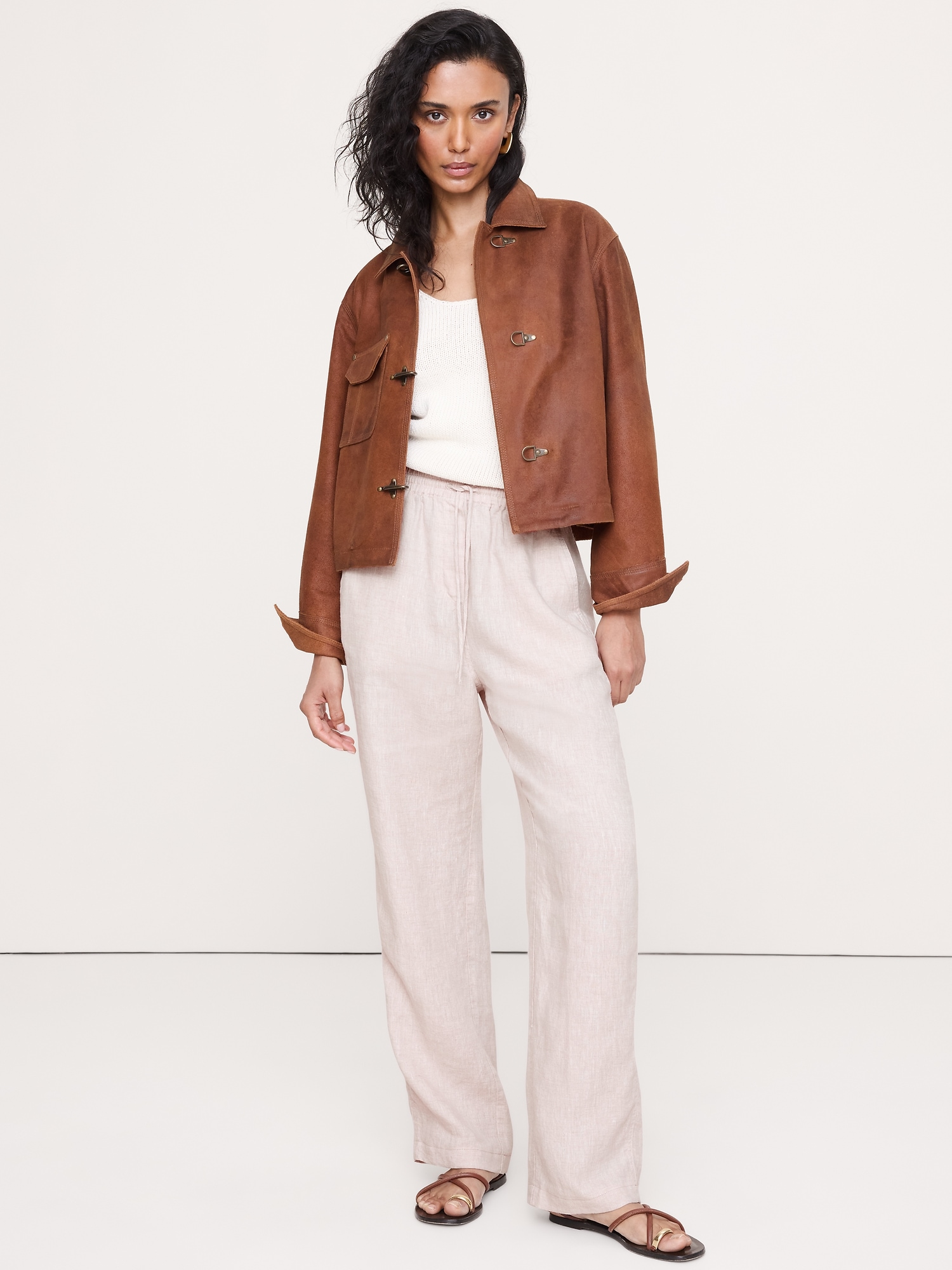 The Getaway Straight-Leg Pull-On Pant in Linen