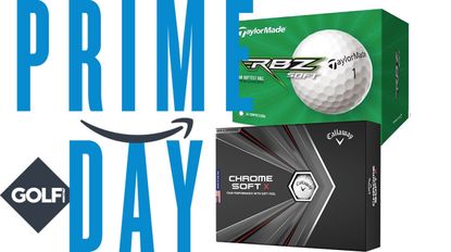 Amazon Prime Day banner with a range of golf balls