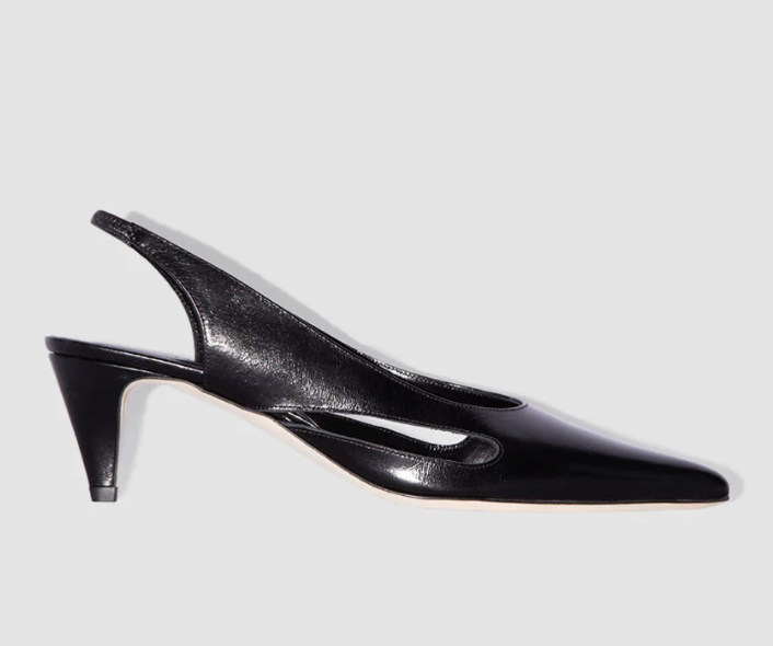 ByFar, Black Creased Calf Leather Slingback Pump
