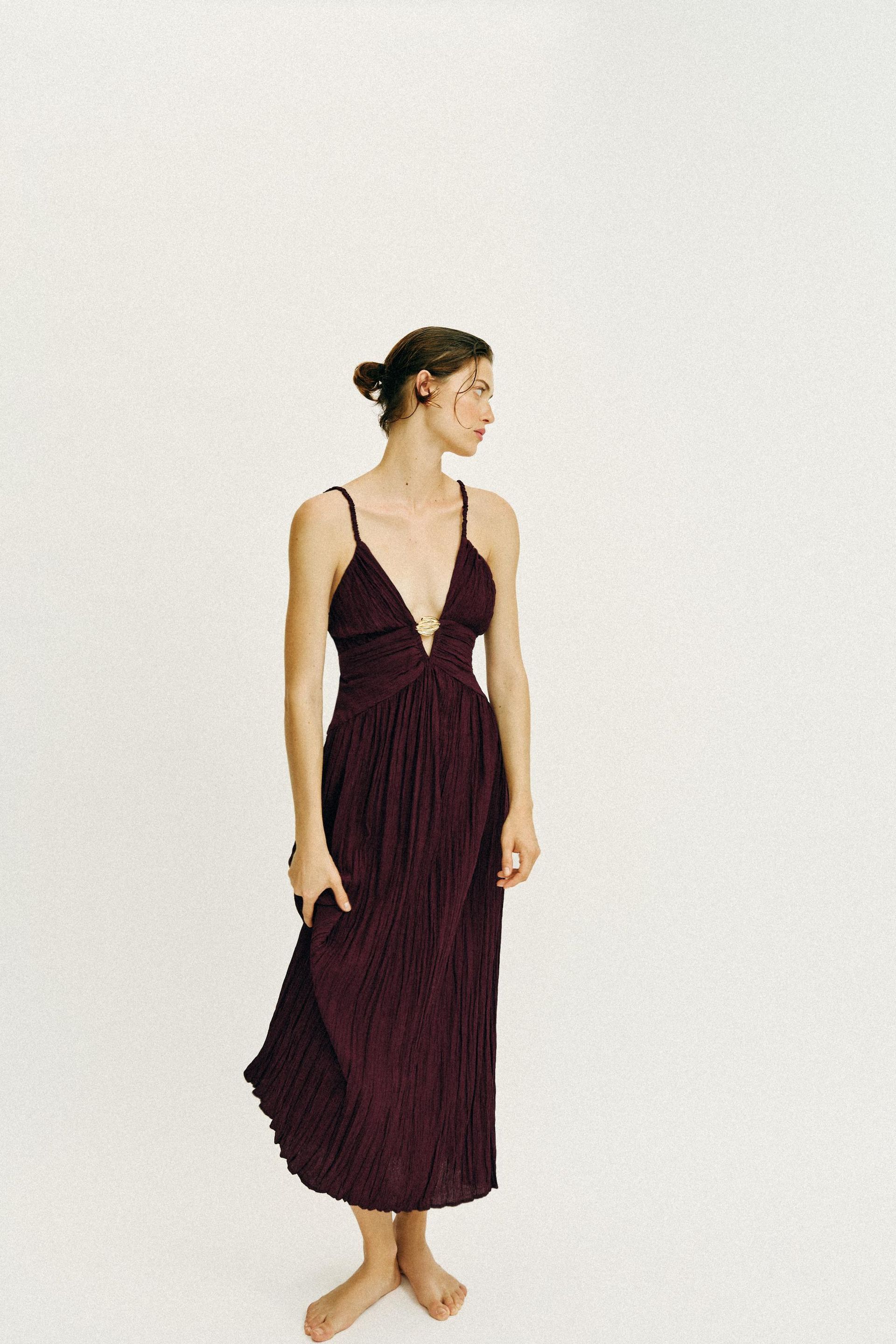 Metallic Detail Midi Dress