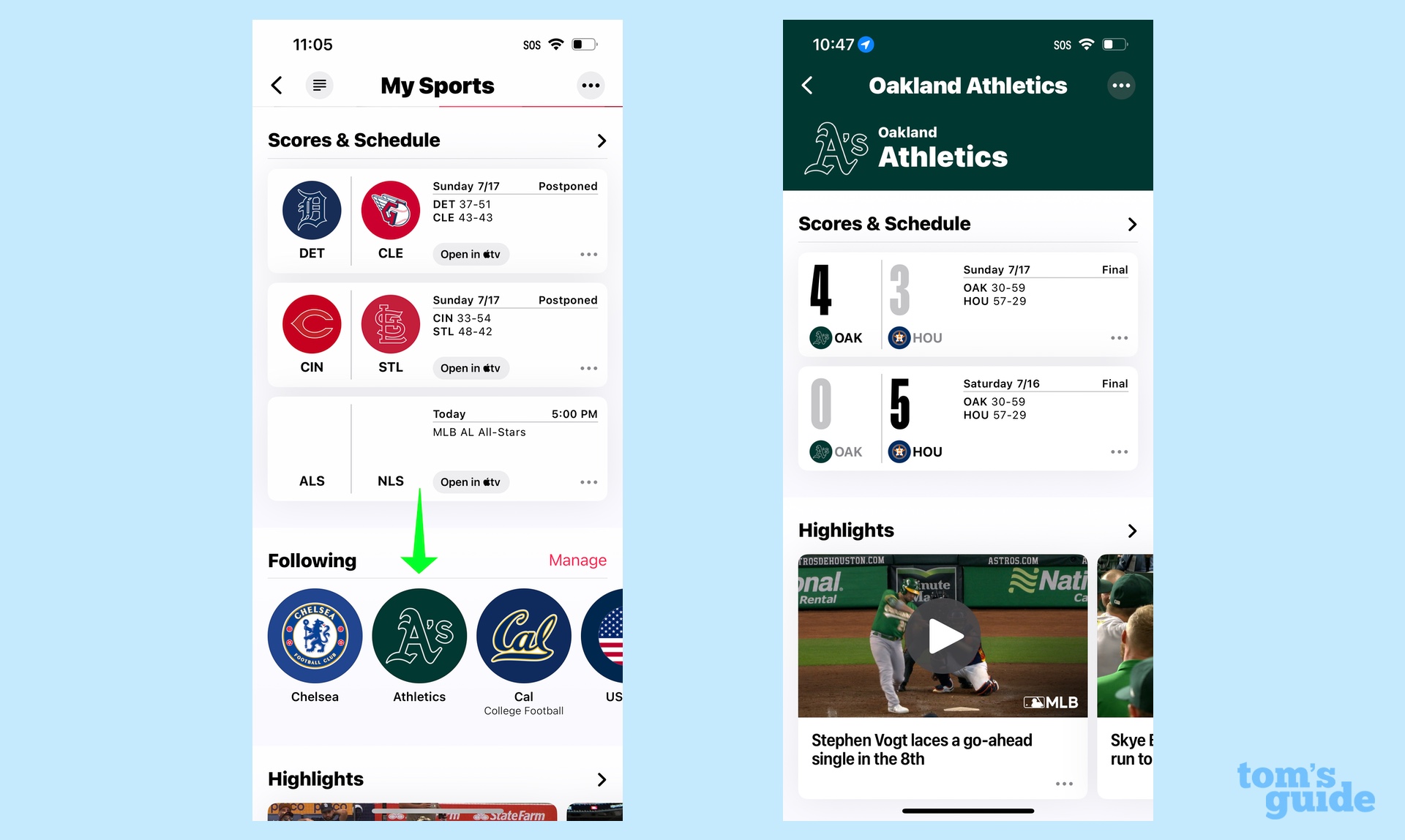 How to set up my sports in iPhone's news app in ios 16 — a finished my sports section
