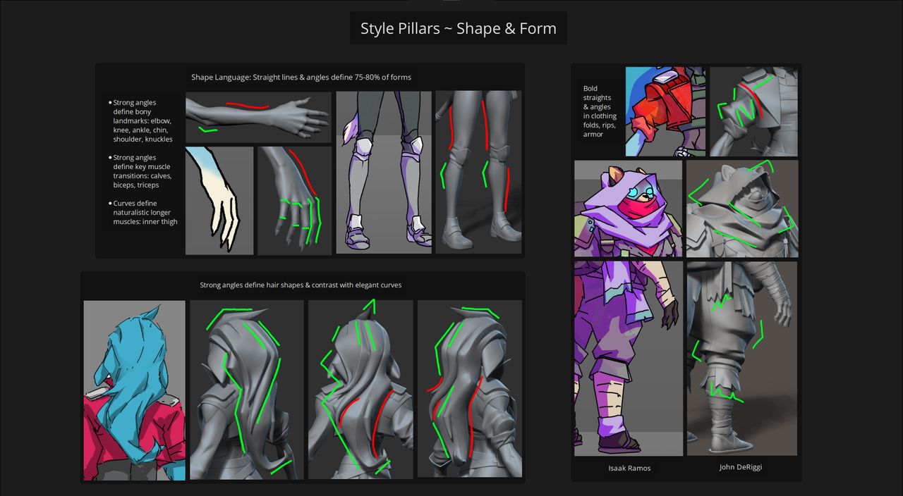 Crafting characters for video game Hyper Light Breaker; character concept art sheets