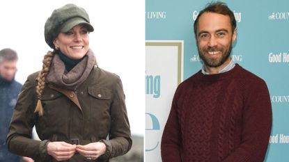A comp image of Kate Middleton on a walk in the Peak District National Park and James Middleton at an event