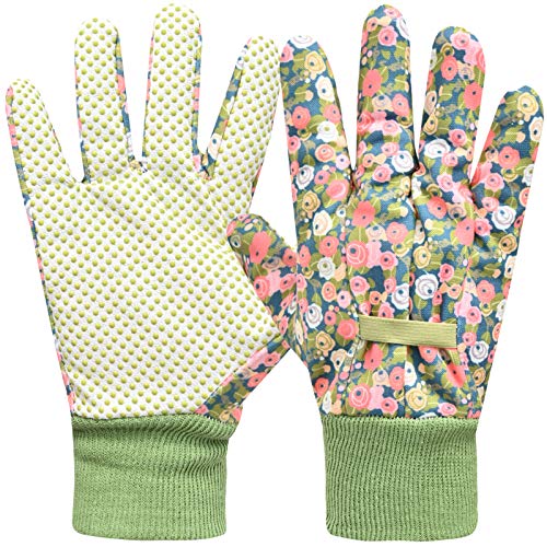 Hanzapor Gardening Gloves for Women 2 Pairs, Ladies Gardening Gloves Comfortable Breathable Non-Slip Flexible,garden Working Gloves With Soft Pvc Dots (small/medium,green)
