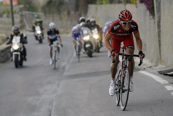 Greg Van Avermaet (BMC) attacks on the Poggio.
