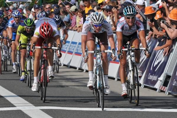 Bouet nudges in front of Greg Van Avermaet for the stage win.