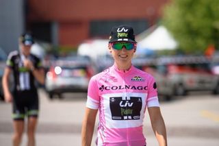 Pink jersey holder Leah Kirchmann (Liv-Plantur)