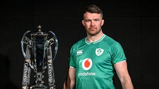 Ireland captain Peter O'Mahony with the trophy during the launch of the Guinness Six Nations Rugby Championship at the Guinness Storehouse in Dublin