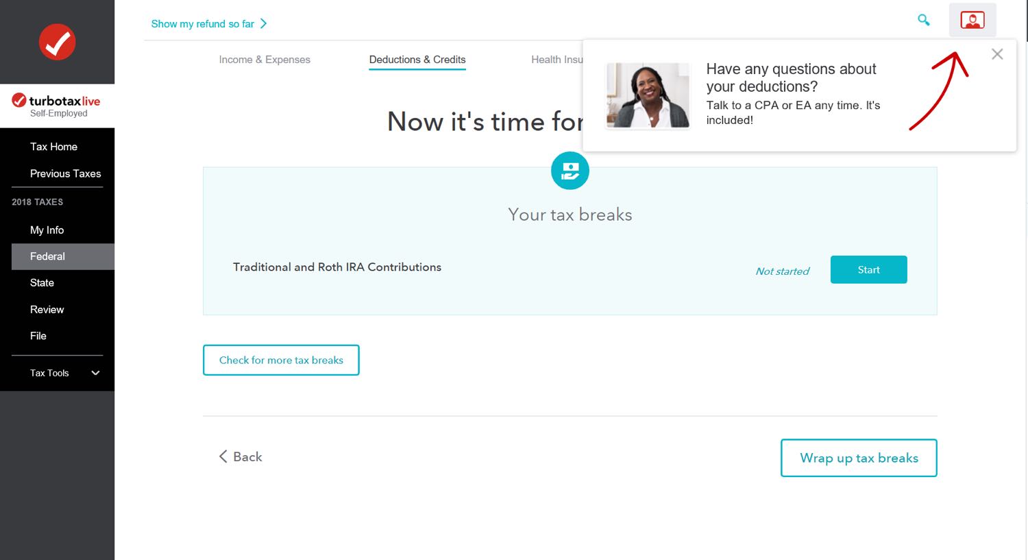 TurboTax offers access to specialists who can help guide you through using the site's tools.