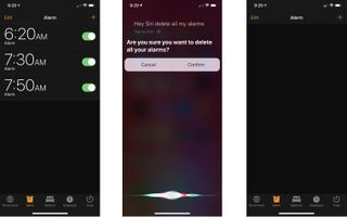 delete all alarms with siri