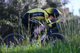 MALHAO PORTUGAL FEBRUARY 23 Jonas Vingegaard of Denmark and Team Visma Lease a Bike competes during the 51st Volta ao Algarve em Bicicleta Stage 5 a 196 individual time trial stage from Salir to Malhao 477m on February 23 2025 in Malhao Portugal Photo by Tim de WaeleGetty Images