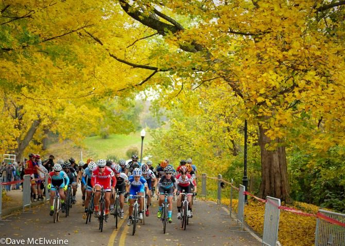 Katerina Nash (Luna Pro Team) leads out the Elite Women on a perfect autumn day at Harbin Park in Cincinnati, Ohio