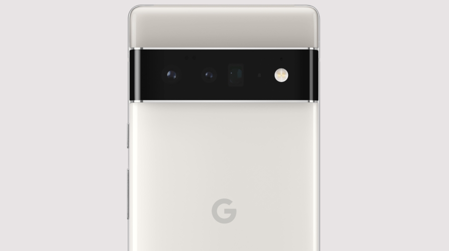 The back of a Google Pixel 6 Pro in Cloudy White