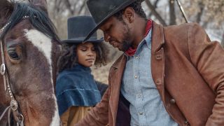 Jonathan Majors and Zazie Beetz in Netflix's The Harder They Fall