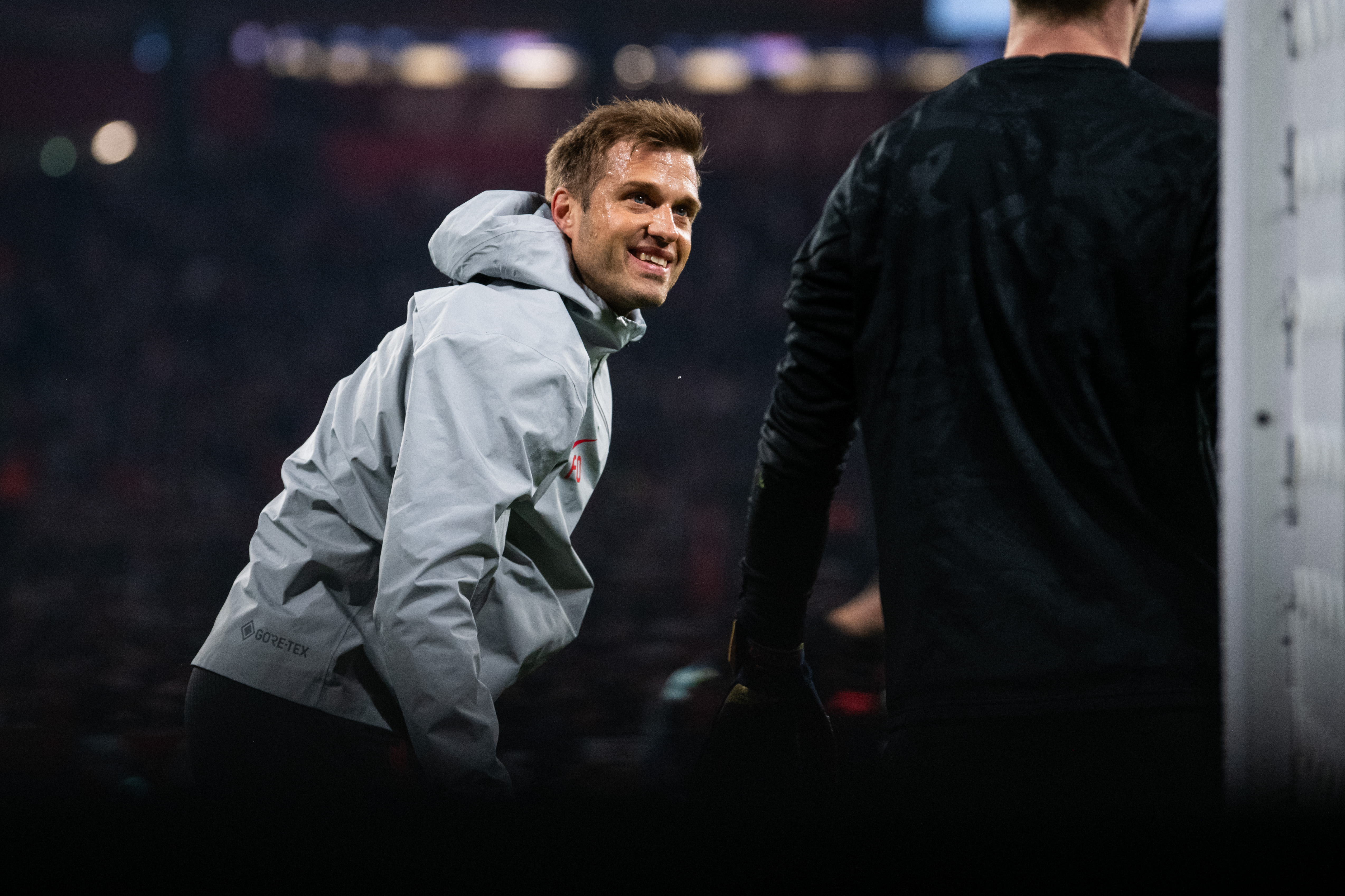 LEIPZIG, GERMANY - OCTOBER 23: Goal keeping coach Fabian Otte looks on prior to  the UEFA Champions League 2024/25 League Phase MD3 match between RB Leipzig and Liverpool FC at Leipzig Stadium on October 23, 2024 in Leipzig, Germany. (Photo by Edith Geuppert - GES Sportfoto/Getty Images)