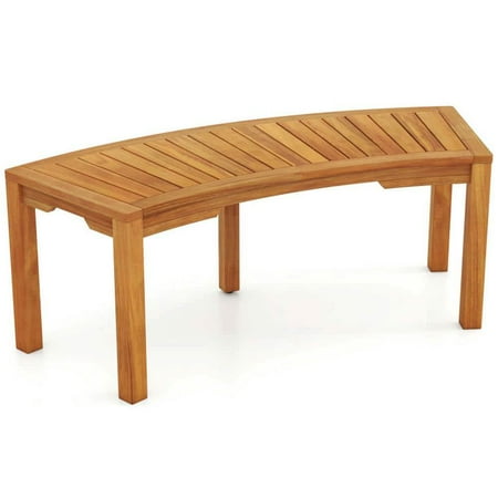 Spaco 1 Piece Acacia Wood Curved Bench for 2-Person, Bench for Patio, Garden, Backyard, Brown