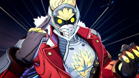 Marvel Tōkon: Fighting Souls - Star-Lord posing with his right hand up to his temple.