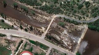 A satellite photograph of the Ingram Dam on July 8, after the flooding. 