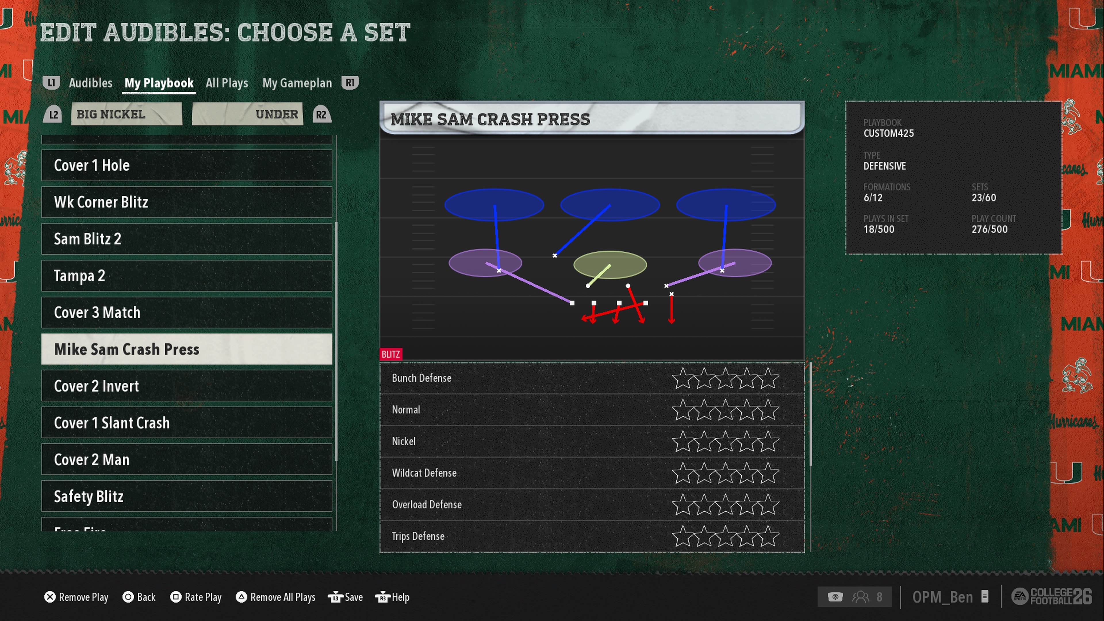 Mike Sam Crash Press blitz play in College Football 26