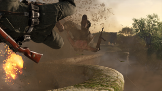 An x-ray killcam screenshot from Sniper Elite 5 showing a grenade explosion.