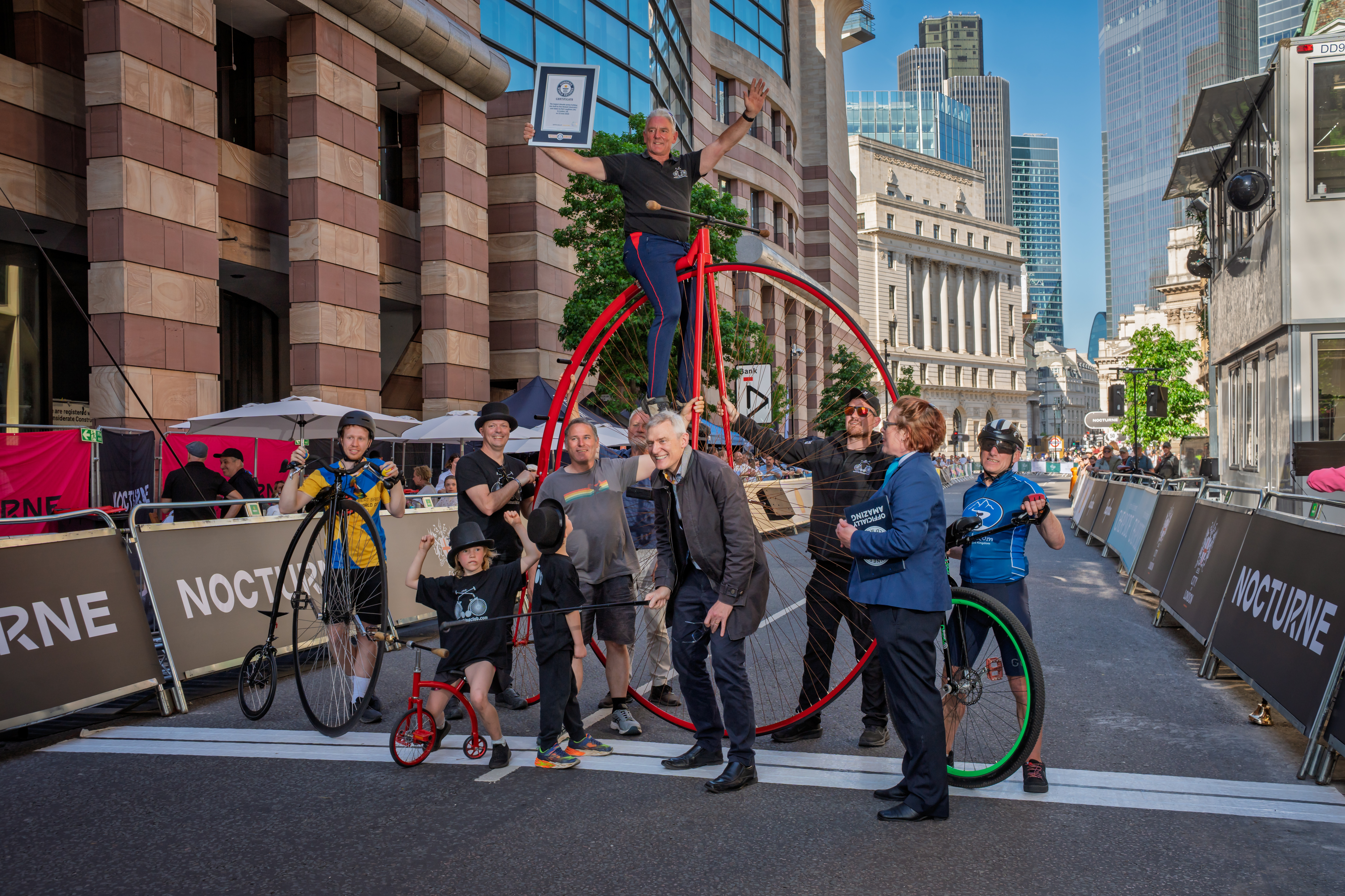 Penny farthing world record breakers at the City of London Nocturne
