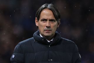 FC Internazionale coach Simone Inzaghi looks on during the Serie A TIM match between Atalanta BC and FC Internazionale at Gewiss Stadium on November 04, 2023 in Bergamo, Italy. (Photo by Emilio Andreoli/Getty Images)