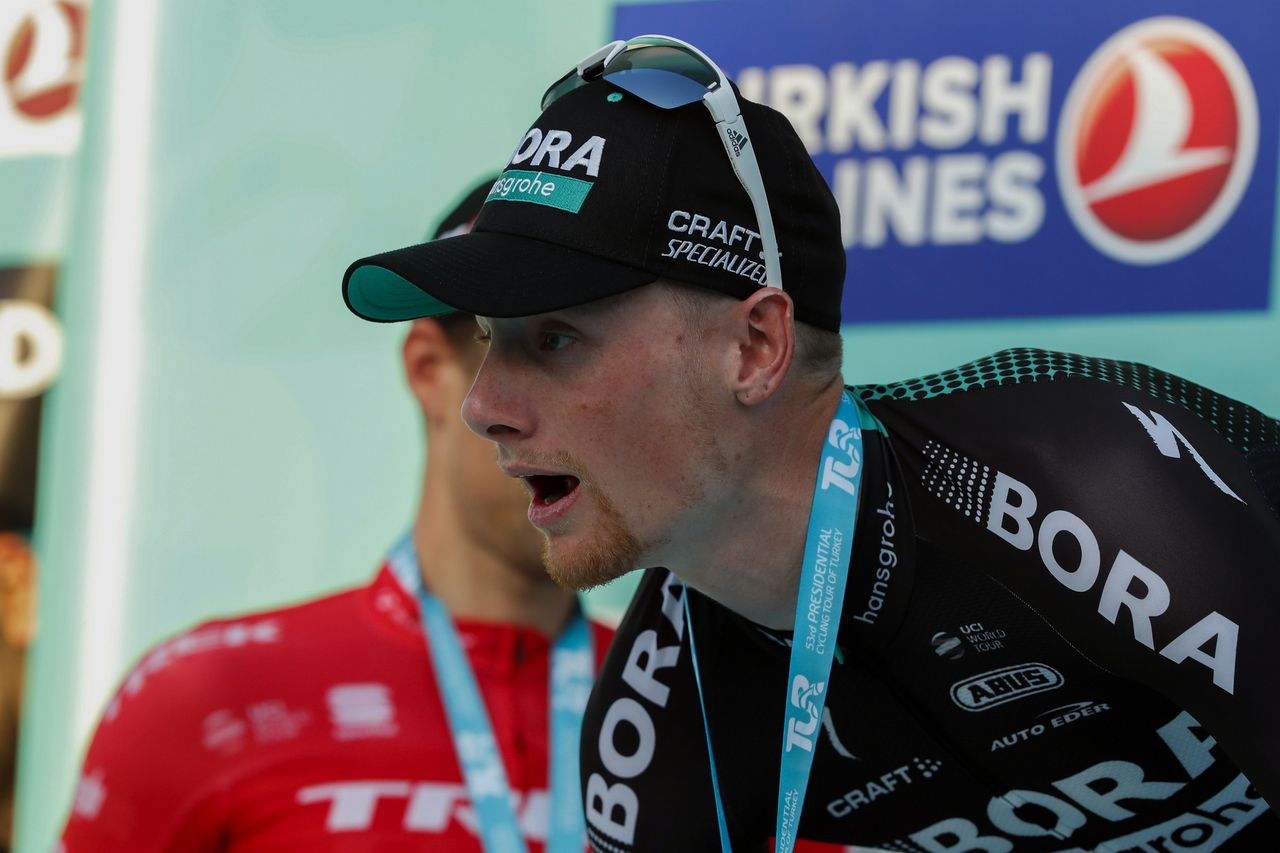Sam Bennett on the podium