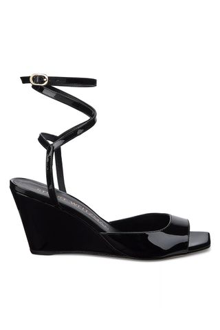 Tia 83mm Patent Leather Wrap Wedge Sandals 