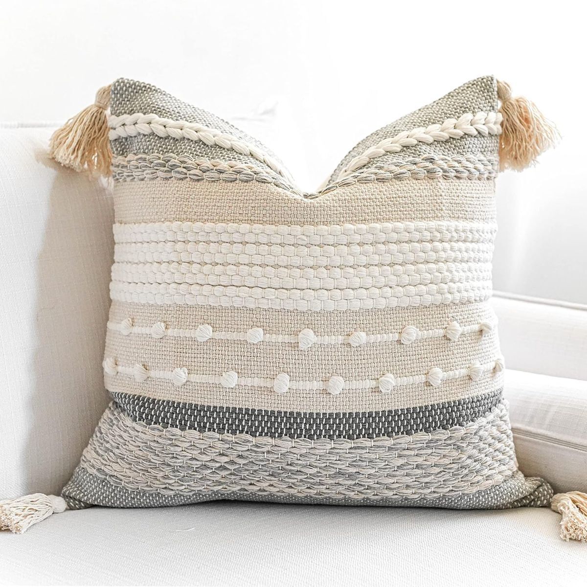 A beige cushion