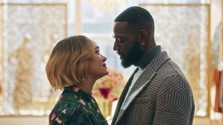 Quinn (Grace Byers) and Seth (Kofi Siriboe) in "Harlem" season 3 on Prime Video