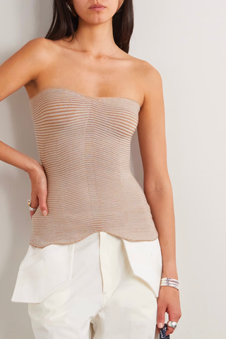 Best Tube Drops & Dresses | ISA BOULDER Curly strapless ribbed-knit top