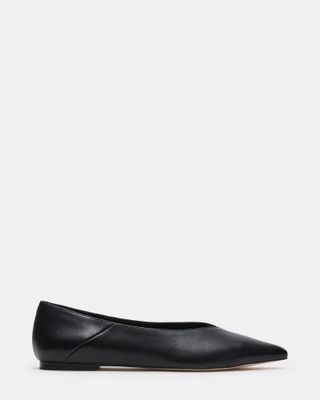 Idaline Black Leather Pointed Toe Ballet Flat | Women's Flats – Steve Madden