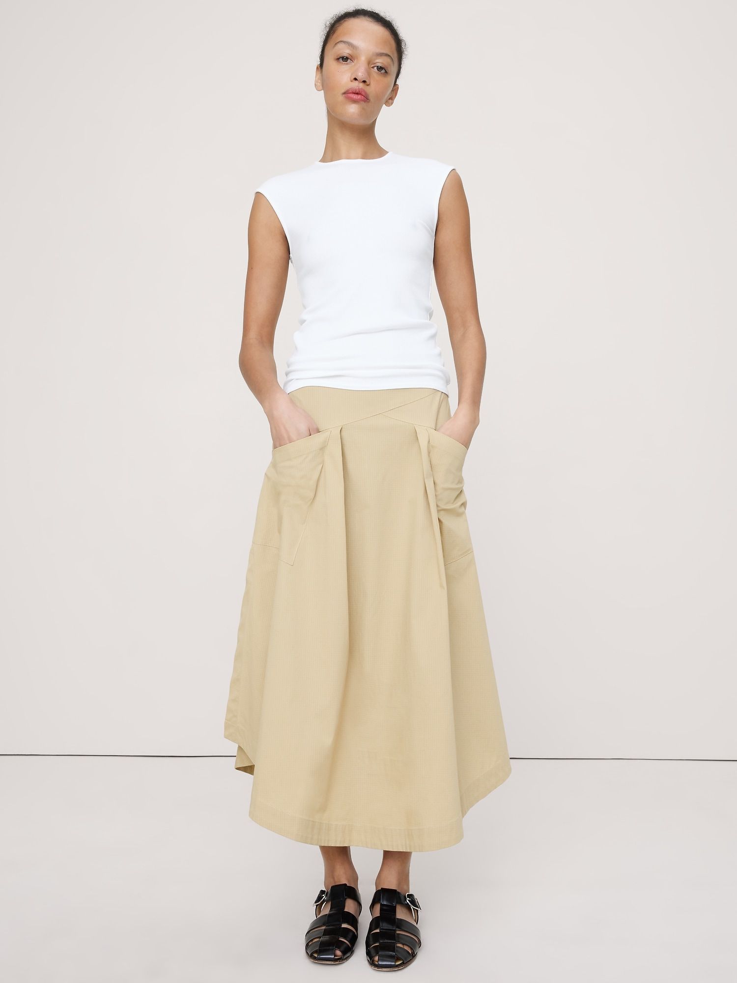 Ribbed Cap-Sleeve T-Shirt
