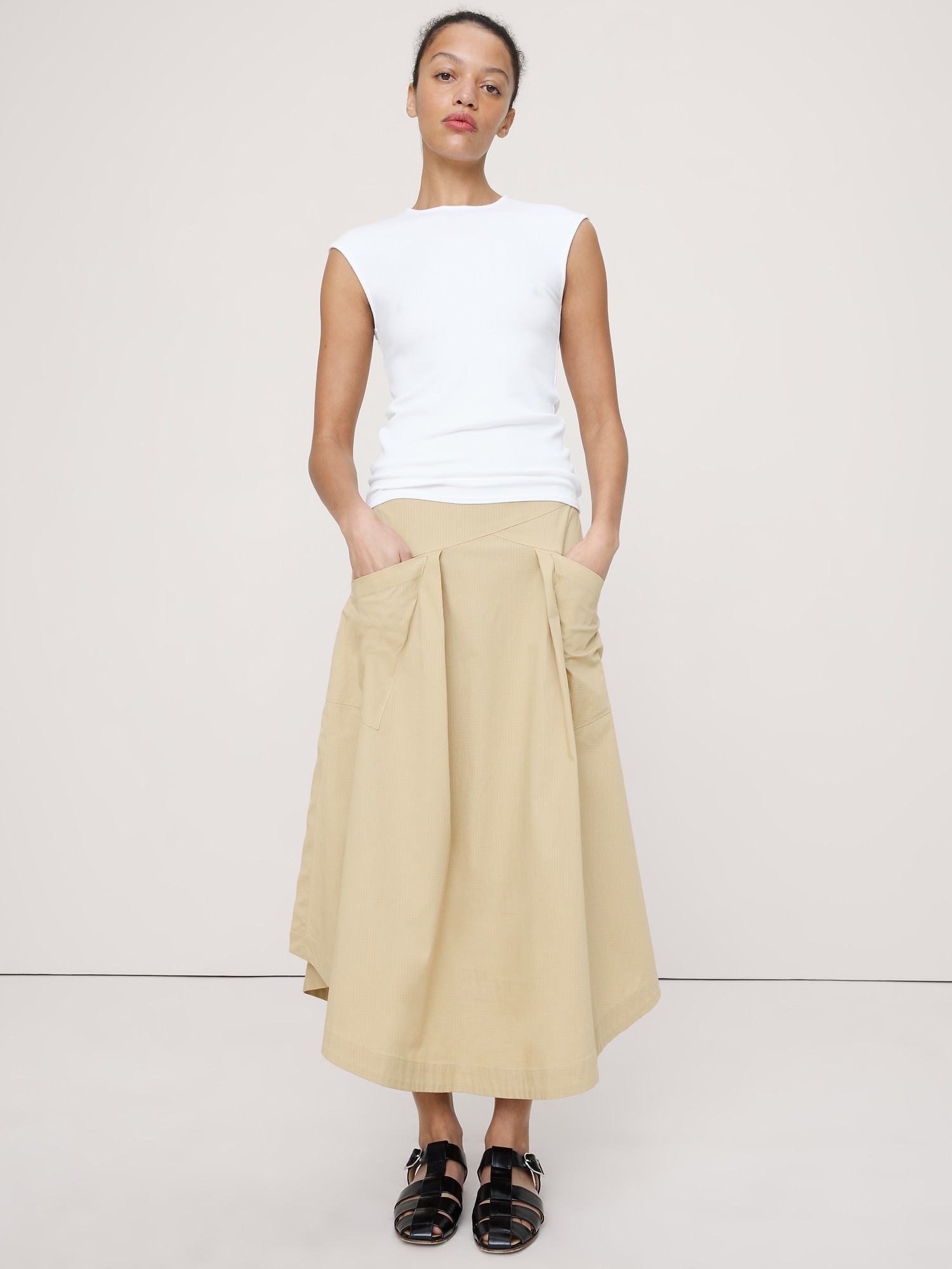 Ribbed Cap-Sleeve T-Shirt