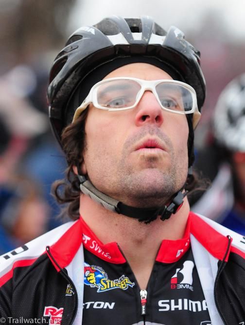 Chris Sheppard (Rocky Mountain) preparing to race in front of his hometown supporters