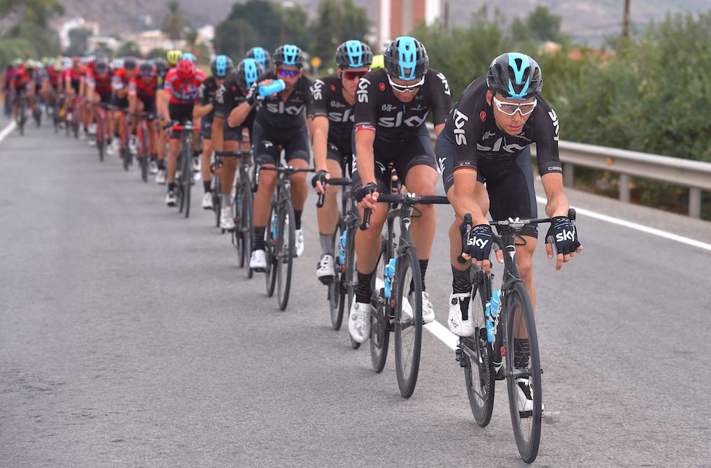Sky leading the peloton on stage 10 of the Vuelta a Espa&ntilde;a