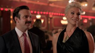 Jason Sudeikis and Hannah Waddingham dressed nicely in Ted Lasso
