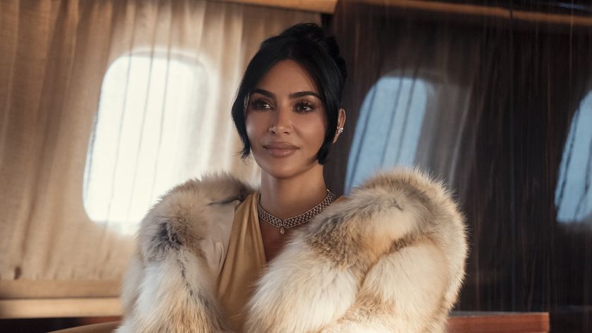 Kim Kardashian wearing a fur coat in Hulu's All's Fair 1x08