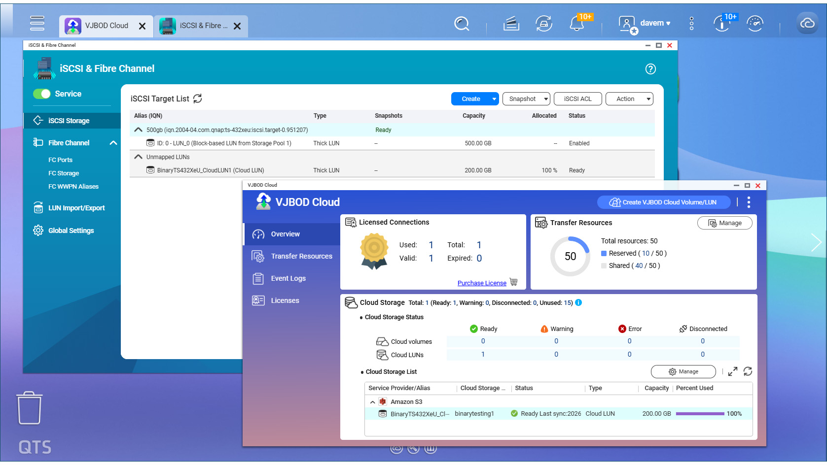 A screen shot of the Qnap TS-432eU cloud interface