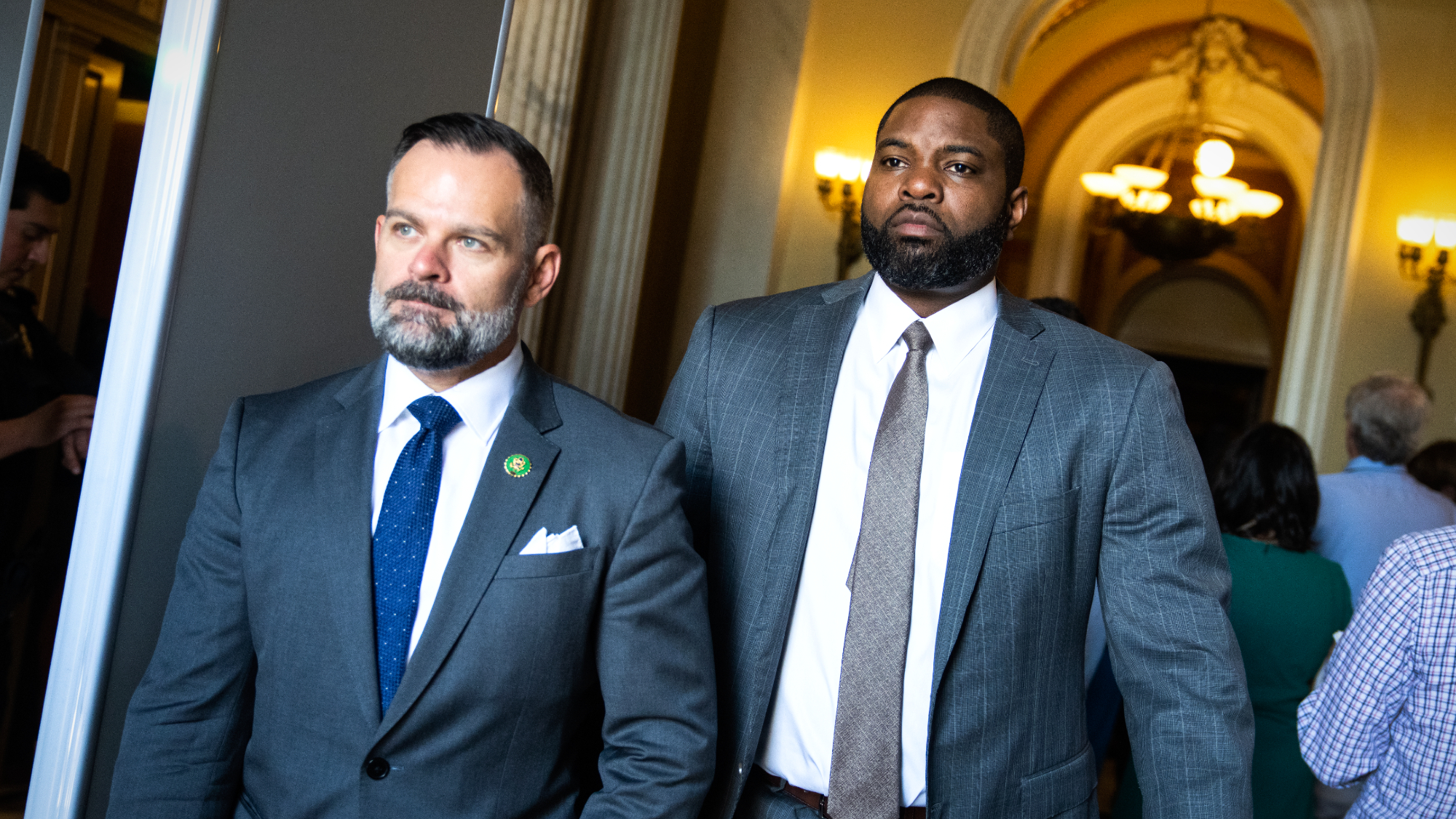 Florida GOP Reps. Byron Donalds, right, and Cory Mills are seen in the U.S. Capitol