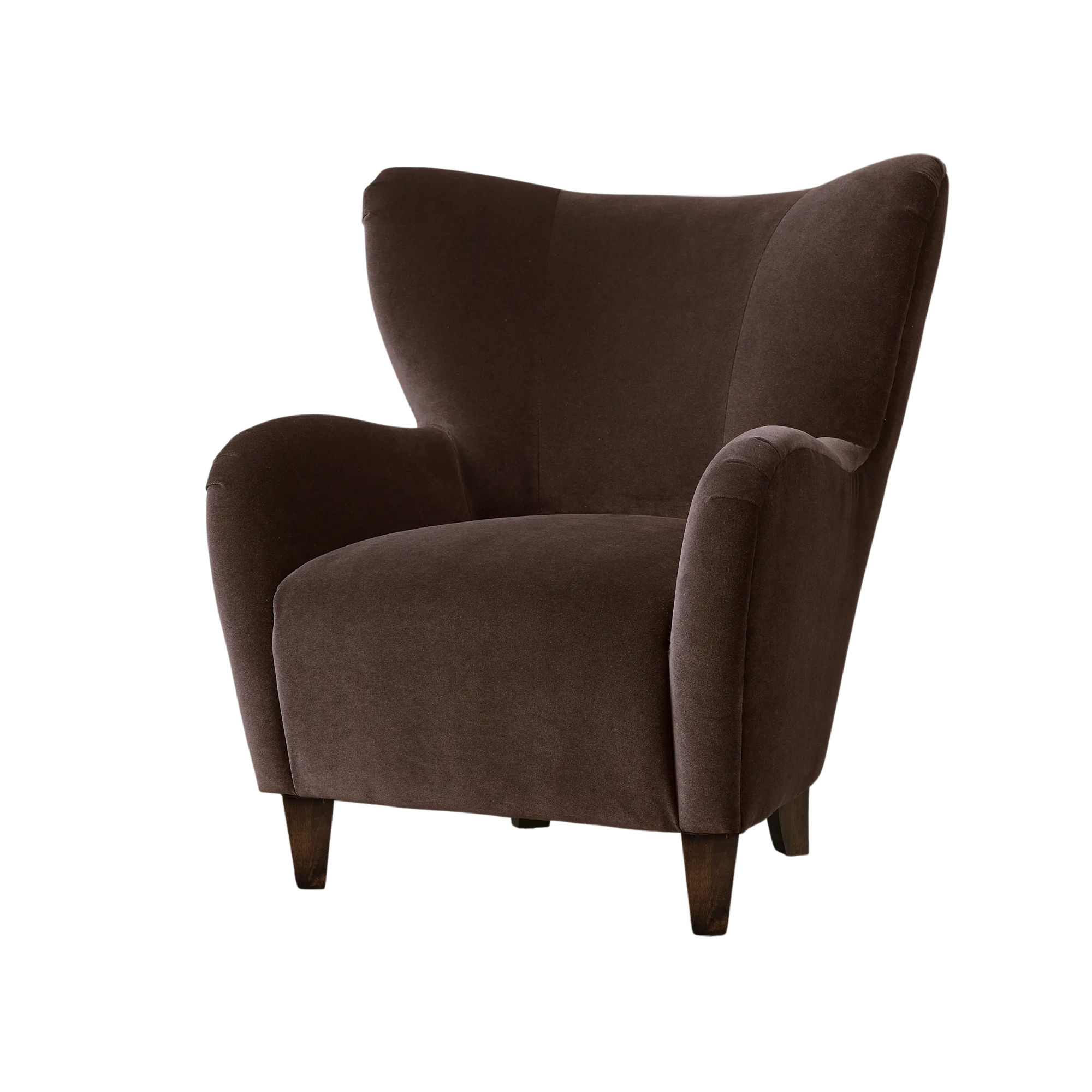 brown accent chair with a high back