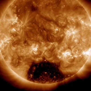 Extended Coronal Hole on the Sun