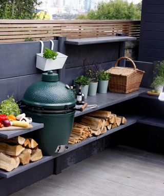 outdoor kitchen with big green egg by greencube design