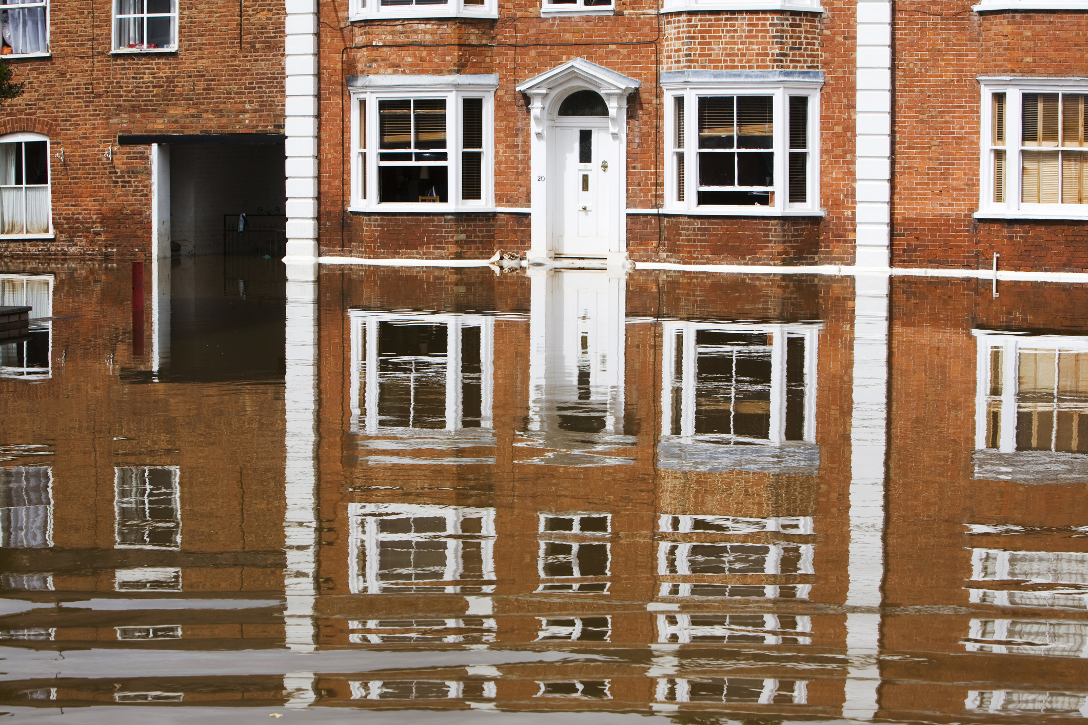 Houses flooded in Tewkesbury, Gloucestershire, UK