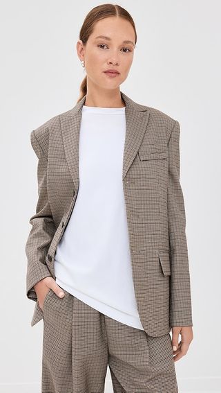 Tibi Thomas Menswear Check Dennis Cutout Blazer