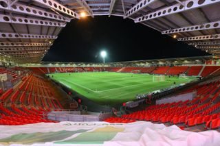 A general view of Eco-Power Stadium ahead of the Bristol Street Motors Trophy match between Doncaster Rovers v Nottingham Forest U21 at the Eco-Power Stadium on December 05, 2023 in Doncaster, England.