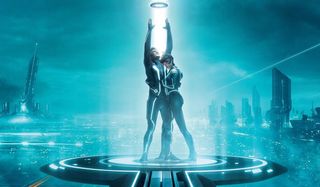 Tron Legacy Sam and Quorra standing on the portal